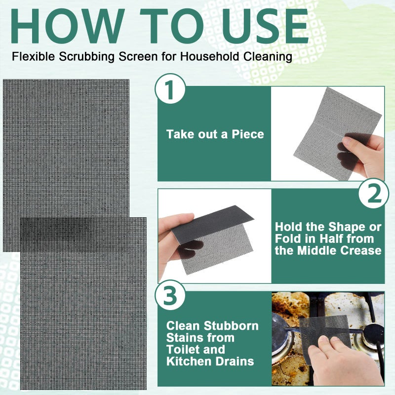 Skyley Flexible Scrubbing Screen Cleaning Mesh for Household 5.5 x 4 Inch Cleaner Toilet Hard Water Ring Remover Scouring Pad Abrasive Grit Cleaning Screen for Remove Carbon, Rust and Scale(12 Pack) - Image 2